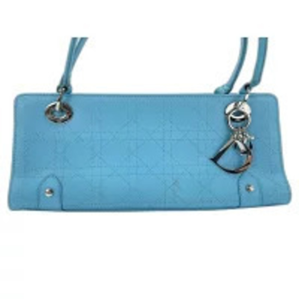 Christian Dior Lady Shoulder Bag Leather Blue